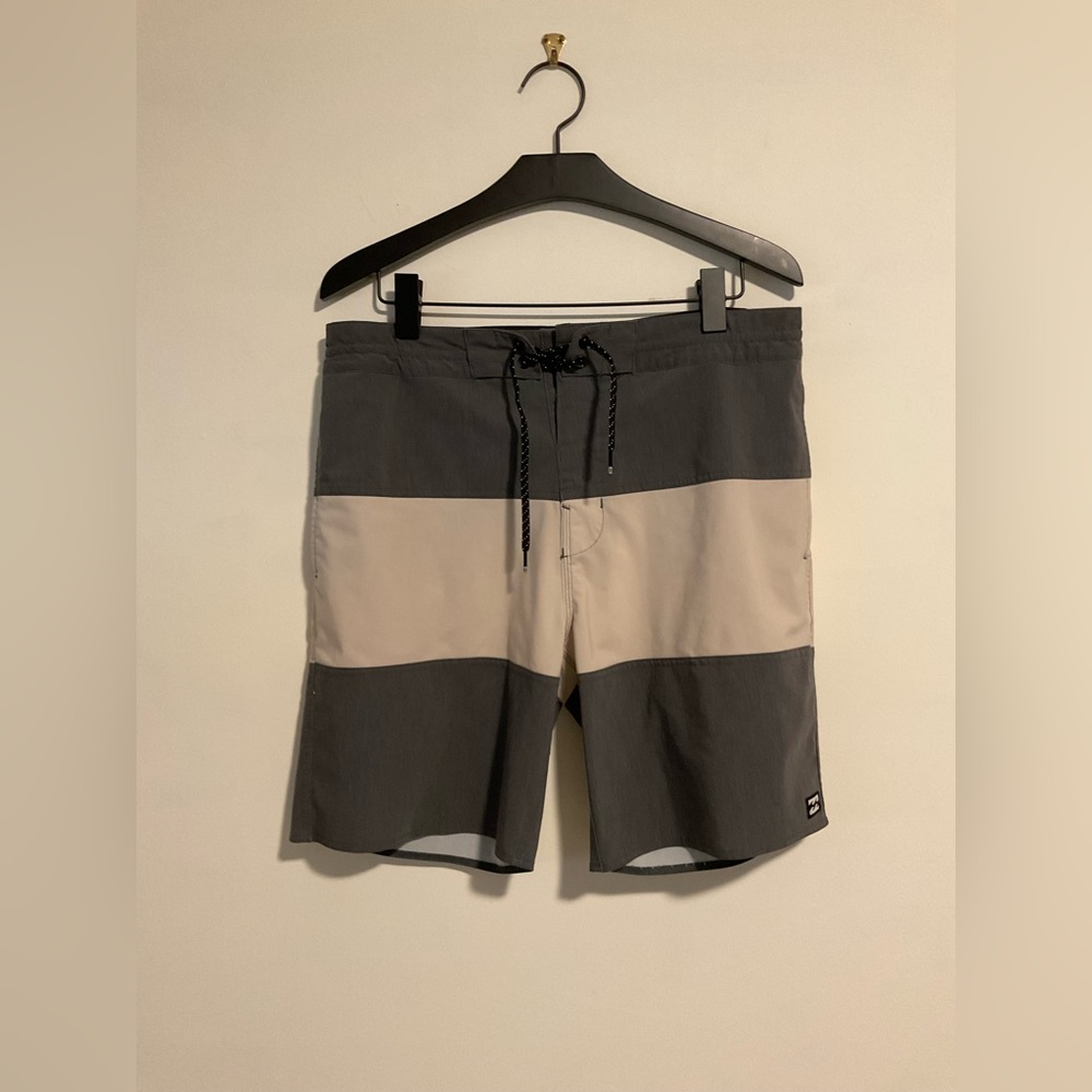 Men's Gray and Tan Swim Shorts